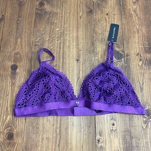 Black heart size XL purple and black lace triangle bralette